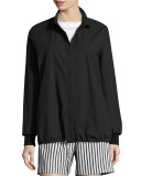 Techno Cotton Drawstring-Hem Blouse, Caviar