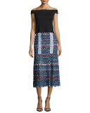 Diana C Chevron Lace Midi Skirt, Multicolor