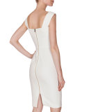 Sleeveless Textured Sheath Dress, White