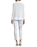 Amalie Long-Sleeve Open Cardigan, White 