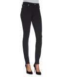 High-Waist Doubleknit Skinny Jeans, Black 