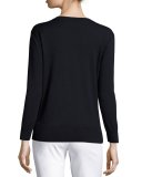 Painted Oleandar 3/4-Sleeve Cardigan, Blue Pattern 