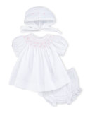 Smocked Bishop Dress Set, White, Size 0-9 Months