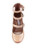 Ginger Patent Three-Strap Pump, Flesh
