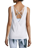 Warm-Up Mesh-Inset Sport Tank Top, White