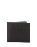 Star-Embossed Leather Bifold Wallet, Black