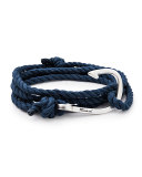 Men's Hook Rope Bracelet, Navy/Silvertone