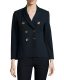 Double-Breasted Cotton-Blend Jacket, Midnight