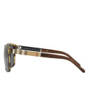 Men's Rectangular Heritage Check Sunglasses