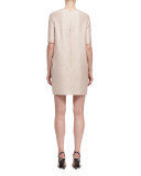 Half-Sleeve Lamé Dress, Light Pink