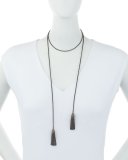 Double-Tassel Chain Lariat Necklace with Diamonds