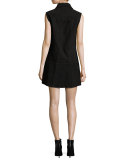 Marianne Sleeveless Suede Mini Dress, Black