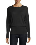 Long-Sleeve Merino Rib-Hem Sweater