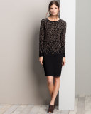 Crewneck Jacquard Long-Sleeve Dress