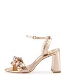 Lilico Floral Leather 85mm Sandal, Rose Gold