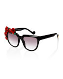 Rose Rouge Square Sunglasses, Black/Red