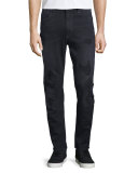 Super-Slim Distressed Denim Jeans, Gray