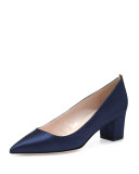 Katrina Satin Pointed-Toe Pump, Navy