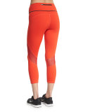 Captain Crop Capri Running Tights/Leggings, Fiery Red