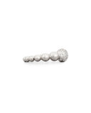 Graduated 18K White Gold Bead Ring with White Diamonds, Size 6.5
