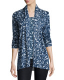 Superfine Paisley-Print Cashmere Open Cardigan