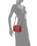 Rockstud Small Zip-Top Camera Crossbody Bag, Red