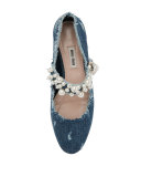 Pearly Denim Mary Jane Flat, Blue