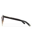 Up and At Em Semi-Rimless Round Sunglasses, Black/Gold