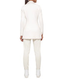 Cashmere Hidden-Button Long Jacket, White Pepper