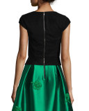 Cap-Sleeve Velvet Top, Onyx