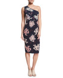 Phlox Floral-Print High-Waist Skirt, Navy