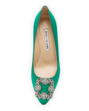 Hangisi Crystal-Buckle Satin 70mm Pump