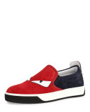 Monster Suede Slip-On Sneaker, Red
