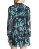 Naomi Long-Sleeve Printed Dropped-Waist Dress 