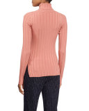 Long-Sleeve Turtleneck Ribbed Sweater, Acne Pink