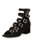 Suede Strappy 40mm Sandal, Black