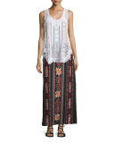 Zona Embroidered Maxi Skirt, Black