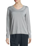 Double Scoop-Neck Silk-Blend Sweater
