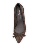 Ginni Bow Python-Print Pump, Bronze/Dark Brown