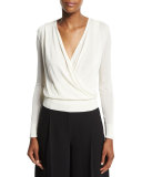 Paz Blouson Surplice Top, Ivory