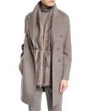 Barret Double-Breasted Cashmere Coat, Silver Myrtle Melange