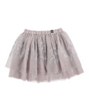 Benete Smocked Tulle A-Line Skirt, Silver, Size 2T-10