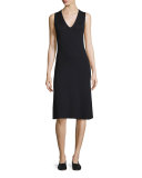 Sleeveless Fit-And-Flare Ribbed Dress