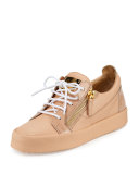 London Leather Side-Zip Sneaker, Shell Pink