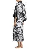 Tuvala Floral-Print Robe, Black