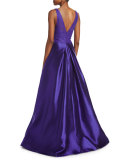 Sleeveless Lace & Mikado Ball Gown, Deep Purple