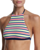Marina Crocheted High-Neck Swim Top