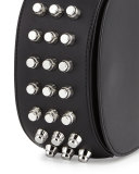 Lia Mini Leather Saddle Bag, Black