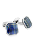 Fiber Optic Glass Cuff Links, Blue