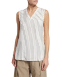 Striped V-Neck Ruffled-Hem Tank, Multi
